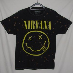Mens' Nirvana Bleach Splatter Graphic Tee T-Shirt Size Medium 100% Cotton